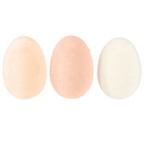 Article Oeufs de Pâques Floqués en Pêche Brun Blanc H6cm 24pcs