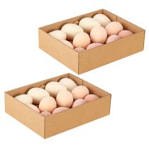 Article Oeufs de Pâques Floqués en Pêche Brun Blanc H6cm 24pcs