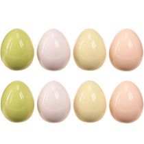 Article Oeufs de Pâques oeufs en céramique décoration pastel brillant 5×6cm 8 pcs