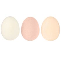 Article Oeufs de Pâques Petit Floqué Pêche Marron Blanc H4cm 15 Pcs
