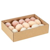 Article Oeufs de Pâques Petit Floqué Pêche Marron Blanc H4cm 15 Pcs