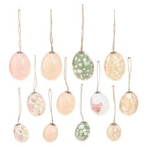 Article Oeufs de Pâques en plastique avec poulet vert marron 3,5-5,5 cm 24 pcs