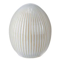 Article Oeufs de Pâques avec rainures Oeuf décoratif en céramique Blanc Gris 7,5 × 9 cm 4 pièces