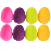 Article Oeufs de Pâques à suspendre floqués 4 couleurs 9,5 cm 8 pcs