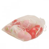 Article Oeufs de Pâques à suspendre avec des fleurs Décoration de Pâques 6cm 12pcs