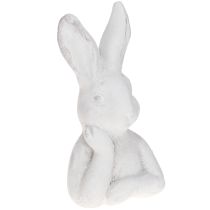 Article Figurine de lapin de Pâques Shabby Chic Lapin Pensif Blanc 11×9×20,5 cm