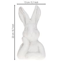 Article Figurine de lapin de Pâques Shabby Chic Lapin Pensif Blanc 11×9×20,5 cm
