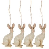 Article Figurine lapin de Pâques à suspendre décoration de Pâques polyrésine H9,5cm 4pcs
