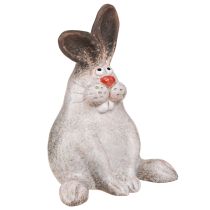 Article Lapin de Pâques Lapin en Céramique Assis Marron Blanc 13x12x18cm