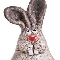 Article Lapin de Pâques Lapin Décoratif Amusant en Céramique Marron H7cm 6 pcs