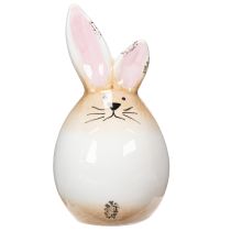 Article Figurine décorative de lapin de Pâques en céramique, œuf blanc, lapin Ø6cm H11,5cm