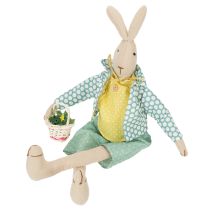 Article Lapin de Pâques en tissu, lapin habillé, décoration de Pâques, jeune lapin H46cm