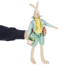 Article Lapin de Pâques en tissu, lapin habillé, décoration de Pâques, jeune lapin H46cm