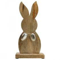 Article Lapin de Pâques en bois avec oeufs en métal, décoration de table Pâques H31cm