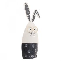 Article Lapin de Pâques lapin noir et blanc avec des lunettes en métal 18,5x7x3cm 2pcs