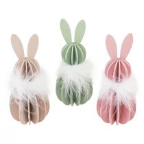 Article Décoration de table lapin de Pâques lapin en bois coloré 5,5×15cm 3 pcs