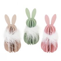 Article Décoration de table lapin de Pâques lapin en bois coloré 5,5×15cm 3pcs