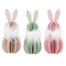 Article Décoration de table lapin de Pâques lapin en bois coloré 5,5×15cm 3 pcs