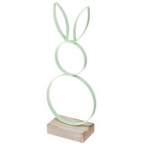 Article Décoration Lapin de Pâques Métal Bois Jaune Menthe Rose H21cm 3 Pcs
