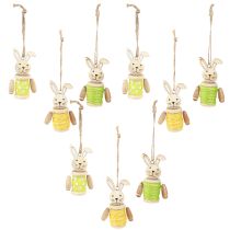 Article Lapins de Pâques à suspendre Décoration de Pâques bois jute H6,5cm 9 pcs