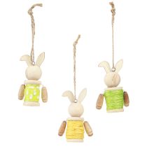 Article Lapins de Pâques à suspendre Décoration de Pâques bois jute H6,5cm 9 pcs