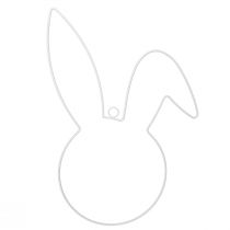 Article Anneau décoratif lapin de Pâques en métal blanc à suspendre 27×41×2cm