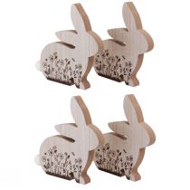 Article Lapins de Pâques lapins en bois assis marron naturel 18,5×18cm 4 pcs