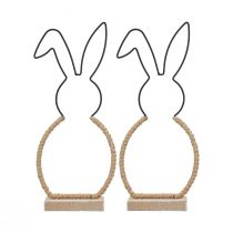 Article Décoration de table lapin de Pâques décoration bohème en fil de fer de Pâques 24cm 2pcs