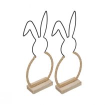 Article Décoration de table lapin de Pâques décoration bohème en fil de fer de Pâques 24cm 2pcs