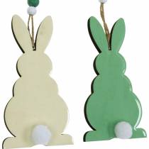 Article Lapins de Pâques à suspendre, décoration printanière, pendentif, lapins décoratifs vert, blanc 3 pièces