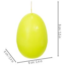 Article Bougies de Pâques en forme d'œuf, vert citron, 9 cm, 20 cm de hauteur, lot de 6