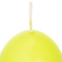 Article Bougies de Pâques en forme d'œuf, vert citron, 9 cm, 20 cm de hauteur, lot de 6