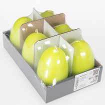Article Bougies de Pâques en forme d'œuf, vert citron, 9 cm, 20 cm de hauteur, lot de 6