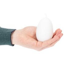 Article Bougies en forme d'œuf de Pâques, bougies spéciales pour Pâques, blanches, 9 cm, lot de 6
