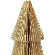 Article Sapin de Noël en Papier Sapin Petit Crème Doré H30cm