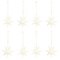 Article set de 8 étoiles décoratives en papier blanc 10 cm avec perle en bois
