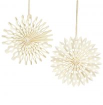 Article Étoile en papier étoile blanche pour décorations d&#39;arbre suspendues Ø10cm 6 pcs