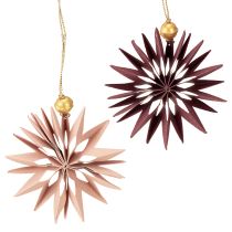 Article Étoiles en papier, rose bordeaux, à suspendre, Ø 10 cm, lot de 4