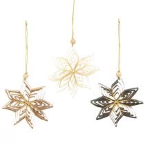 Article Étoiles en papier décorations pour sapin de Noël blanc marron vert 10cm 6 pcs