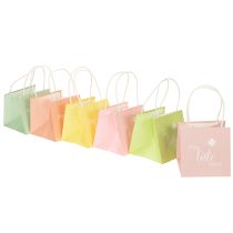 Article Sachet cadeau imprimé « Un sac de bonheur », idéal pour de jolies idées cadeaux, 12 cm, lot de 12.