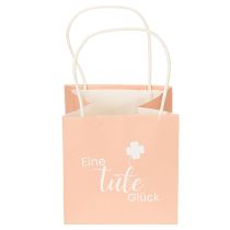 Article Sachet cadeau imprimé « Un sac de bonheur », idéal pour de jolies idées cadeaux, 12 cm, lot de 12.