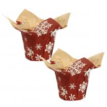 Pots en papier avec flocons de neige rouge, blanc Ø7cm 12pcs