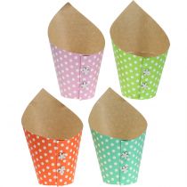 Pot en papier cache-pot multicolore avec pois Ø 12 cm 8 p.