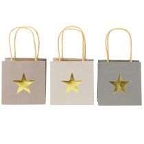 Article Sacs en papier avec étoile et poignée gris assortis 10,5×10,5cm 9pcs