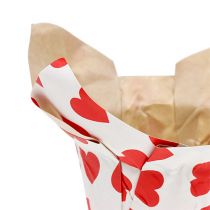 Cache-pot en papier avec coeurs blanc-rouge Ø 8 cm H. 6,5 cm 8 p.