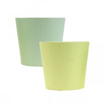 Article Pot en papier, mini cache pot, cache pot bleu/vert Ø9cm H7.5cm 4pcs