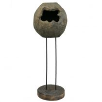 Article Déco sculpture boule en bois de paulownia H68cm