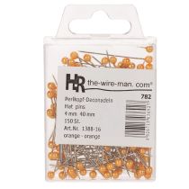Article Épingles à tête de perle orange pour fournitures de fleuriste, Ø 4 mm, 40 mm, 150 pièces
