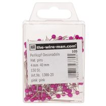 Article Épingles à fleurs à tête de perle, roses, Ø 4 mm, 40 mm, 150 pièces