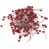 Article Épingles décoratives à tête de perle rouge pour fleuristes, Ø 4 mm, 40 mm, 150 pièces